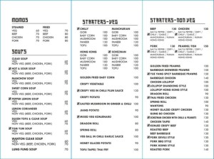 SHANDONG Menu