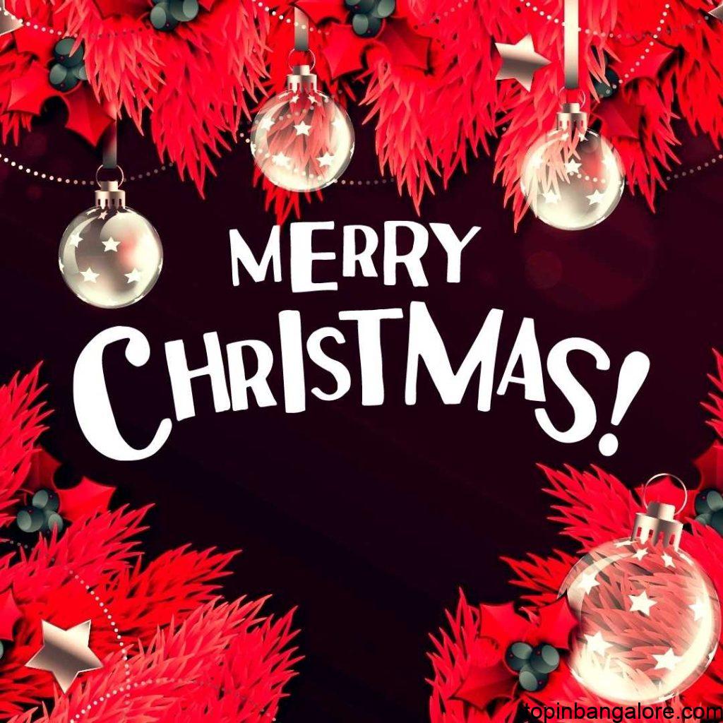 This beautiful Merry Christmas image includes wonderful white color bold letters with bold red and dark brown backround decoration.
