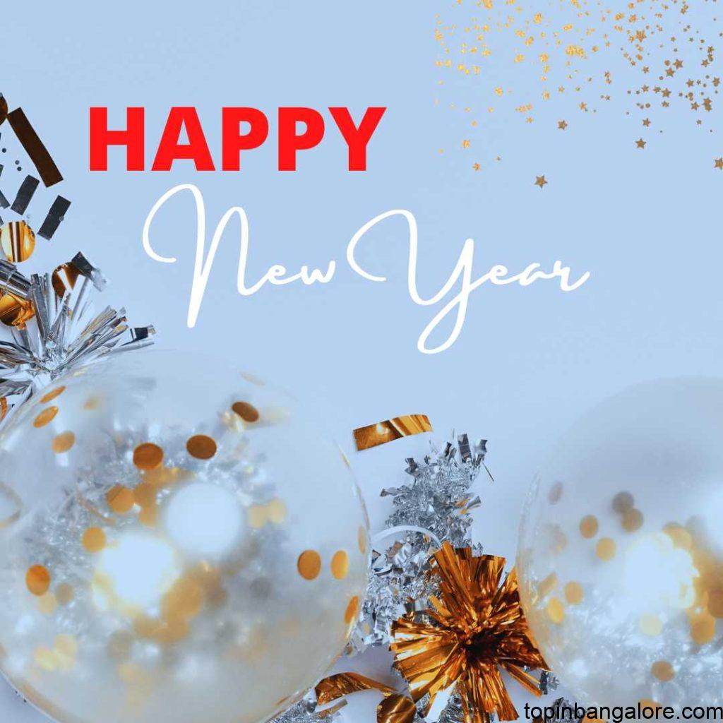 Happy New Year with amazing backround and combination of red and white colors letters.